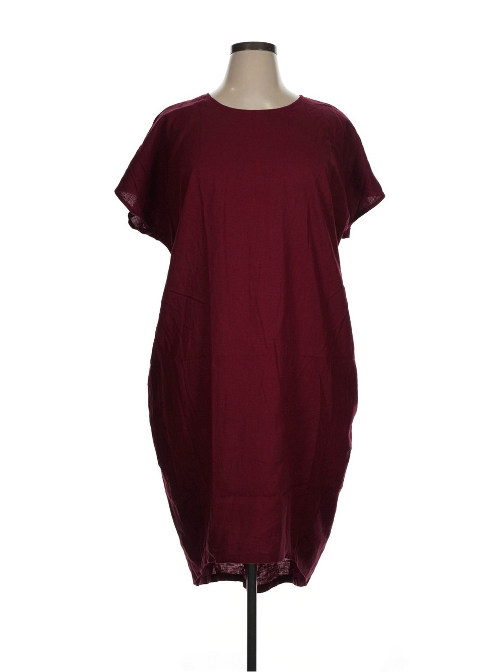 Universal Standard Short-Sleeve Linen Shift Dress in Deep Burgundy - like new